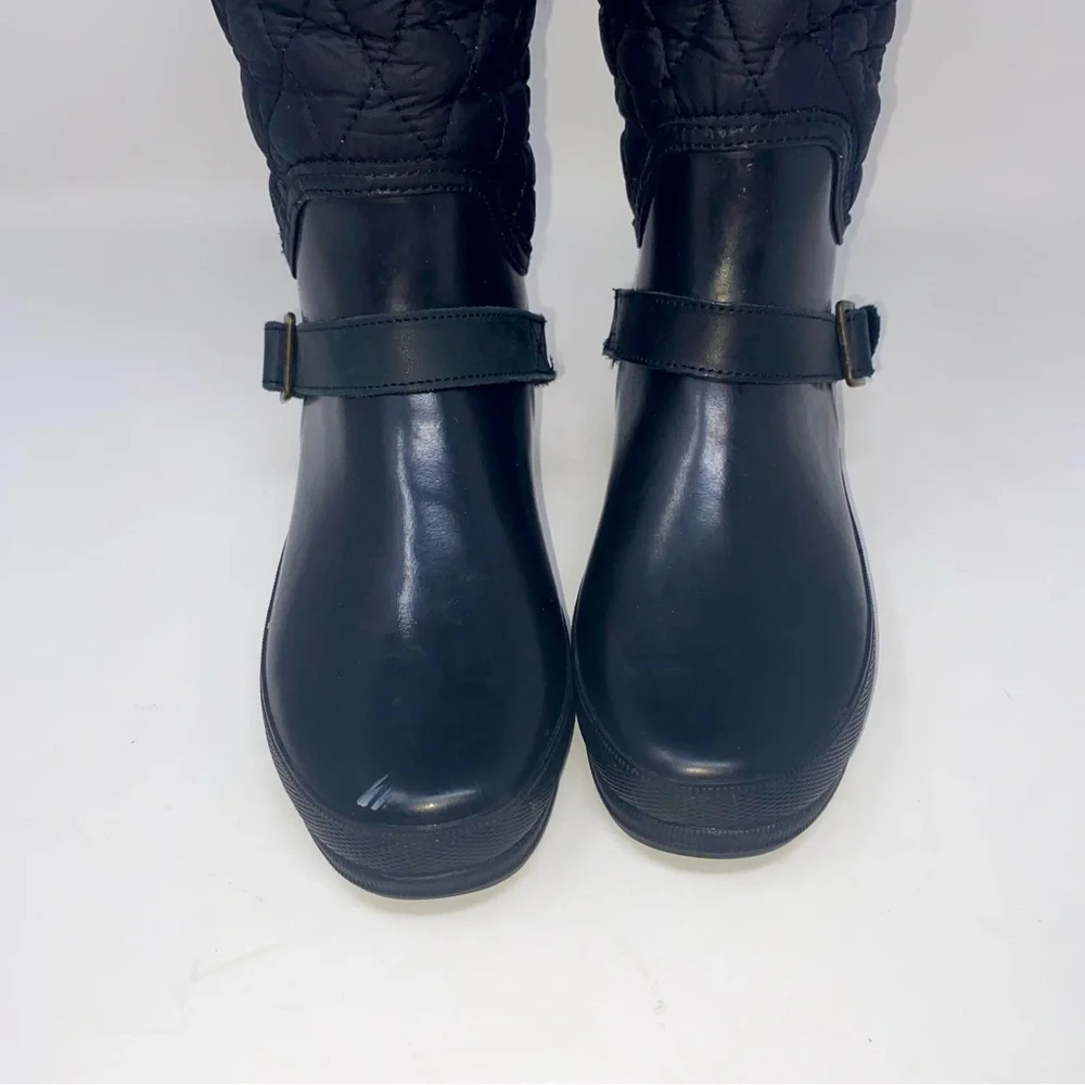 Sperry Black Top Sider Hingham Quilted Tall Shaft Rain Boots Sz. 5